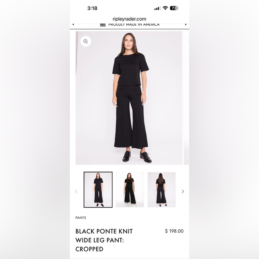Ripley Rader BLACK PONTE KNIT WIDE LEG PANT: CROPPED